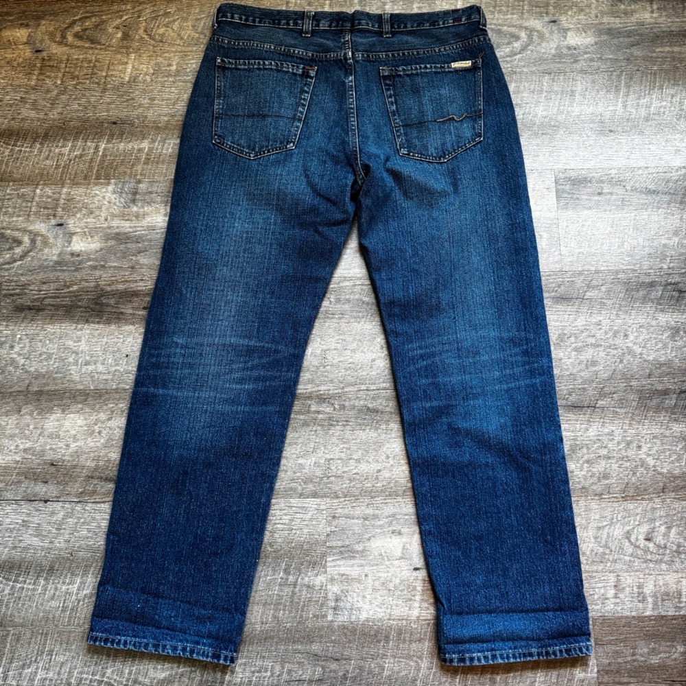 7 For All Mankind Standard Straight Leg Jeans 36 Button Fly Dark Wash Blue‎ Y2K